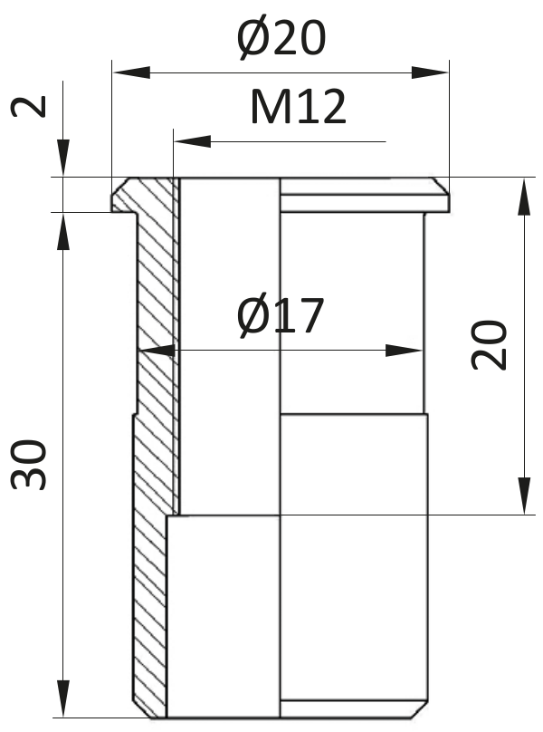 Tuleja gwintowana M12 ESD